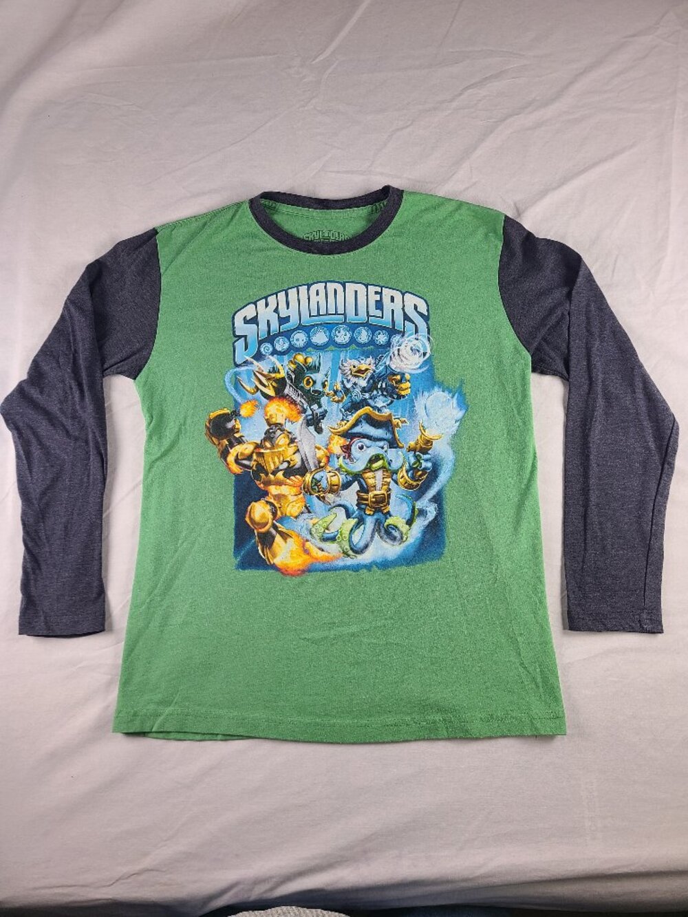 Skylanders Swap Force Long Sleeve Shirt Boys XL Green & Gray